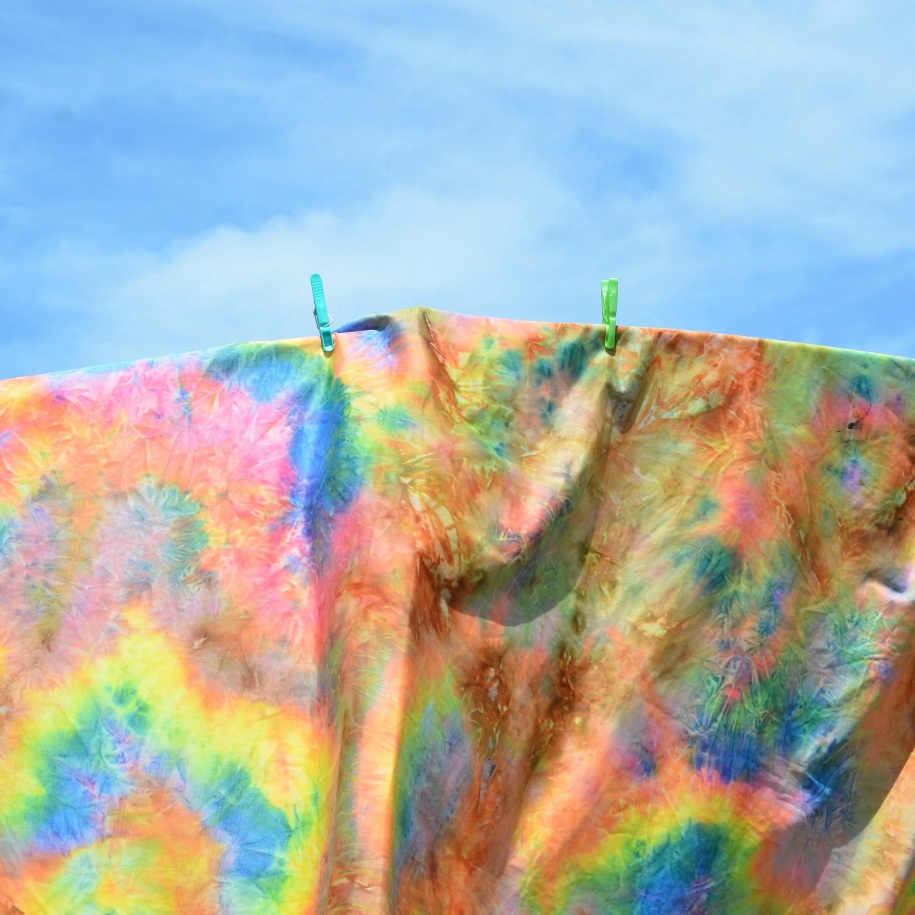 Bed linen drying outside