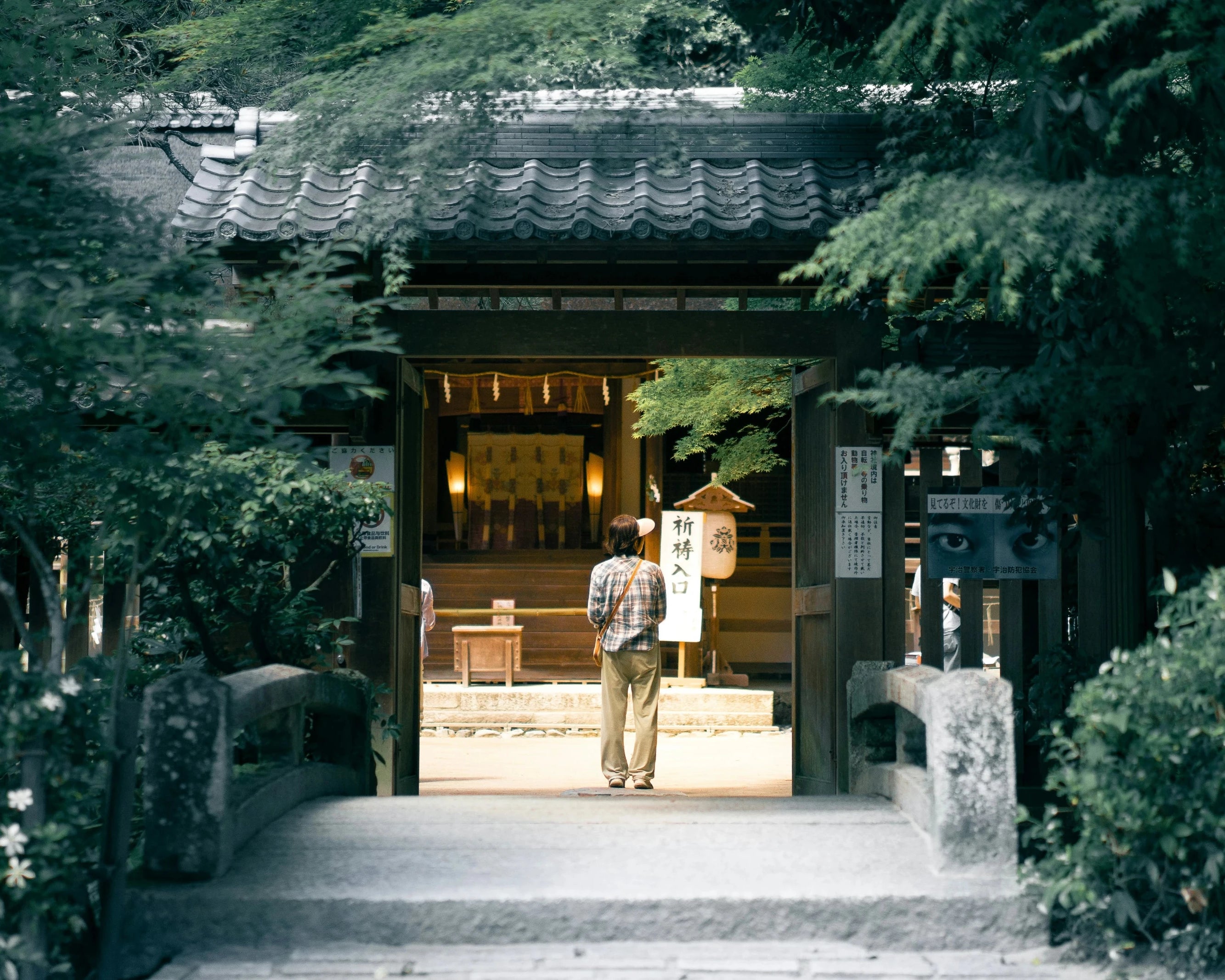 Entrée d'un temple chinois, naturel plantes