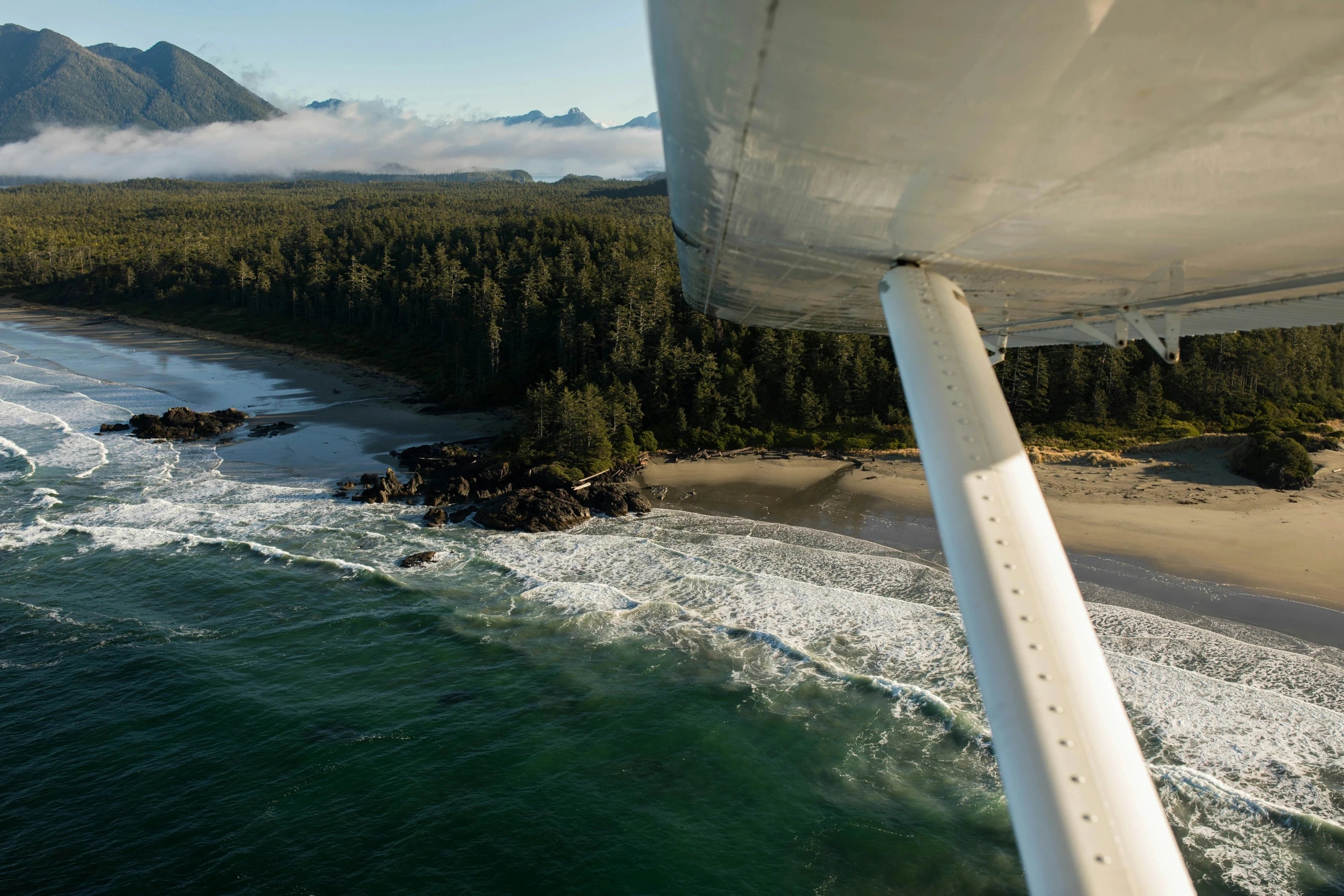 Vue d'une plage d'un avion de tourisme, vacances, détente, bien-être